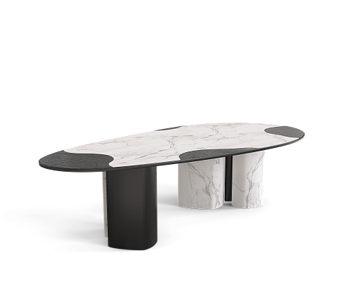 Athena Carrara Marble & Onyx Dining Table