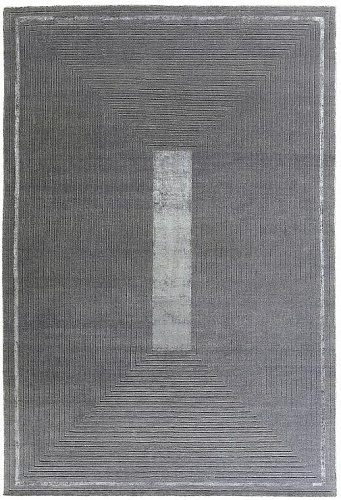 Hand-Knotted Grey Border Wool / Viscose Rug