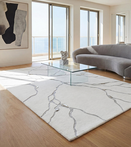 Vein Marble White Handcrafted Rug