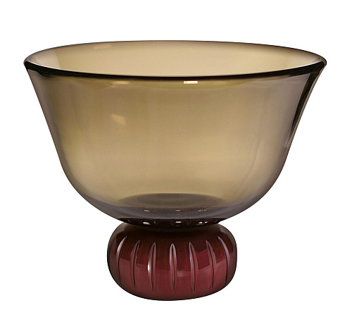 Bowl-Shaped Vase in Smoked Murano Glass