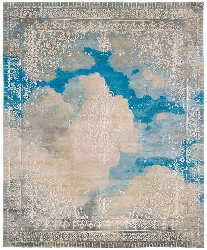 Cloud & Medallion Beige / Blue Rug