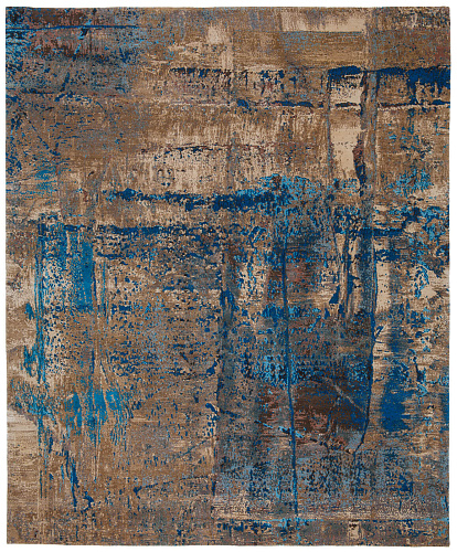 Hand-Knotted Artwork Blue Rug