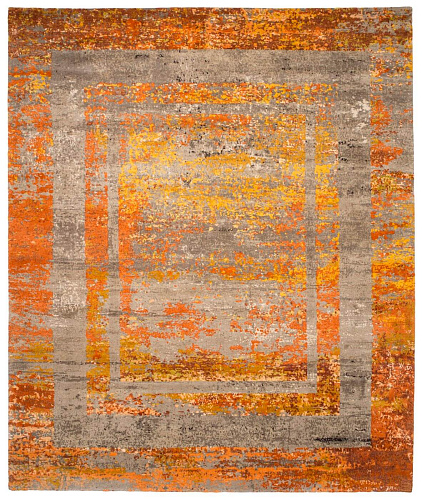 Artwork Wool & Silk Orange Rug