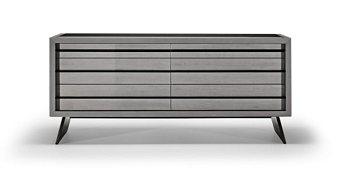 Textured Six-Drawer Dresser with Metal Handle Accent