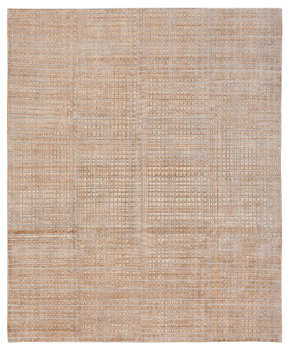 Hand-knotted Grid Beige Rug