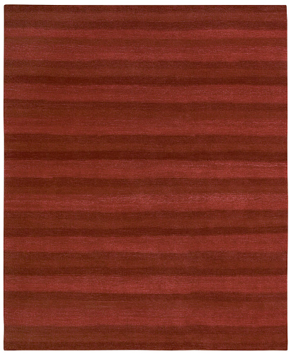 Red Striped Hand-Knotted Rug