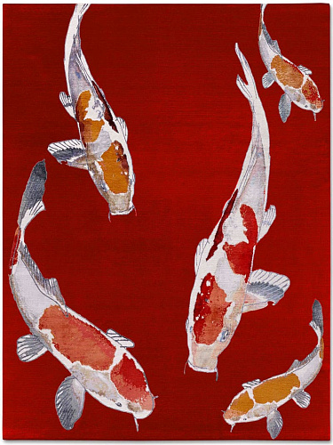 Fish Red Hand Knotted Rug