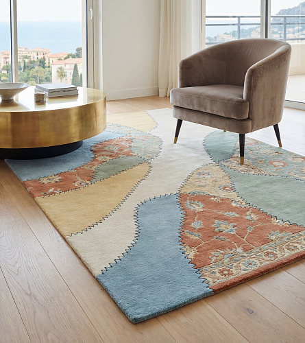 Pastel Collage Blue Handcrafted Rug