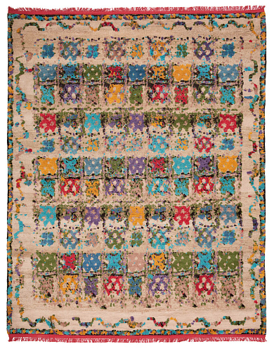 Hand-knotted Wool & Silk Multicolour Rug