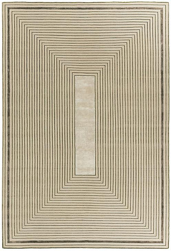 Hand-Knotted Beige Border Wool / Viscose Rug