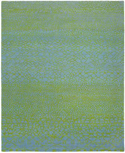 Hand-Knotted Wool Blue & Green Rug
