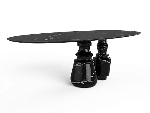 Obsidian Oval Nero Marquina Dining Table