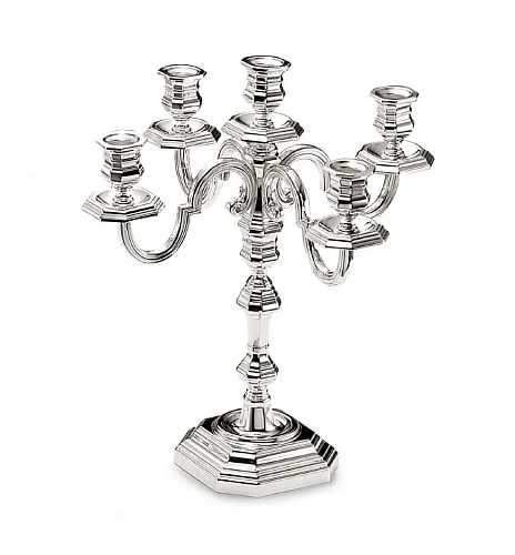Silver-Plated Five-Light Octagonal Candelabrum