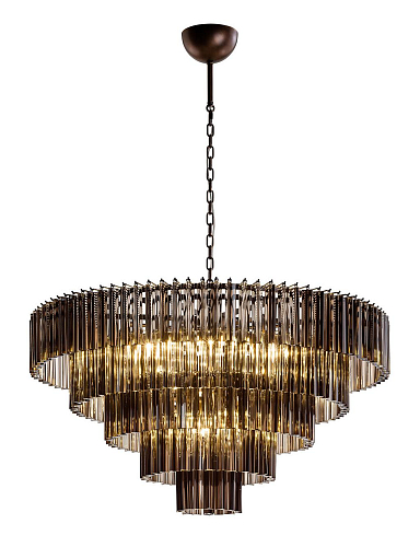 Round Chandelier with Smoky Chocolate Trihedrons