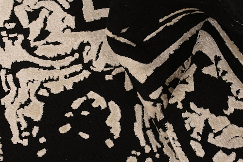 Handmade Luxury Bamboo Silk Indian Black & White Rug