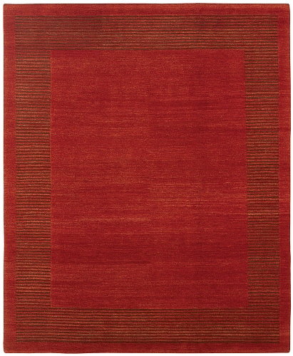 Hand-Knotted Border Red Rug