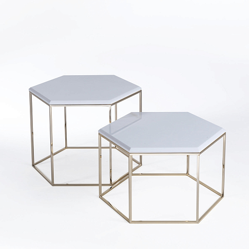 Hexagonal White Marble Coffee Table