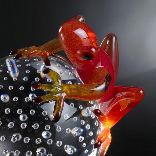 Red Frog on Sphere Figurine
