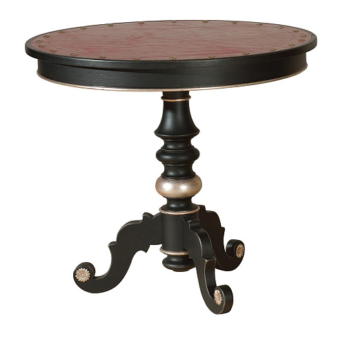 Classical Pedestal Side Table with Leather Top