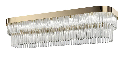Luxury Soft Gold Finish Chandelier with Transparent Triedro Glass