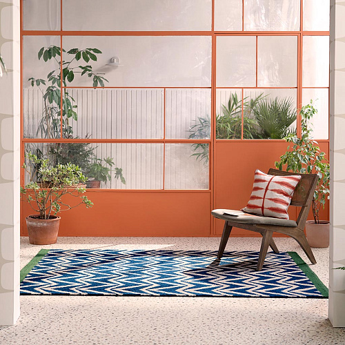 Blue Flat Weave Outdoor Rug