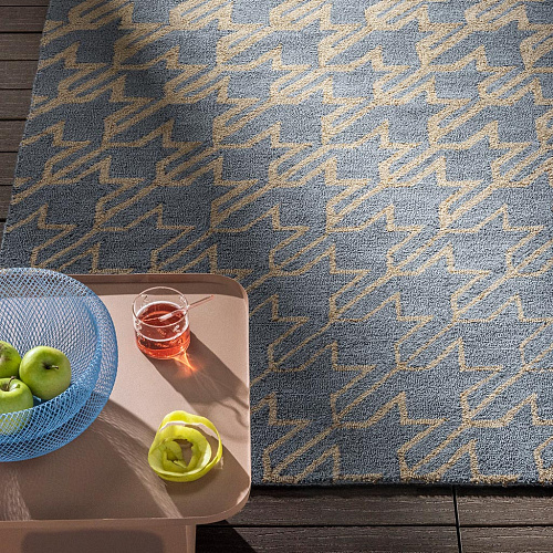 Houndstooth Blue Outdoor Rug
