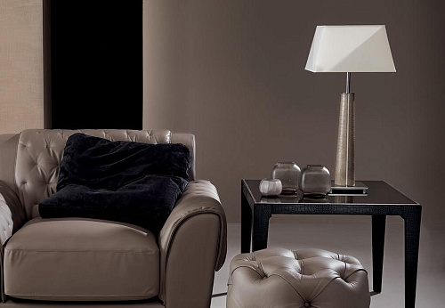 Elegance Chrome & Leather Small Table Lamp