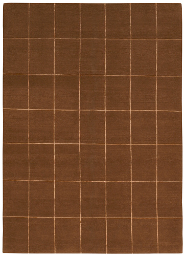 Line Hand-Knotted Brown Rug