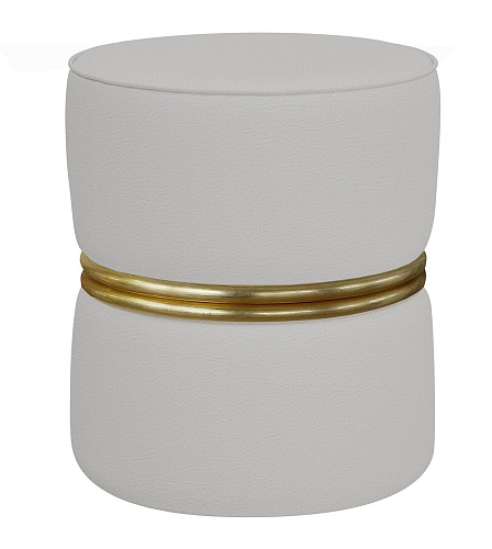 Leather Pouf with Gold Rings