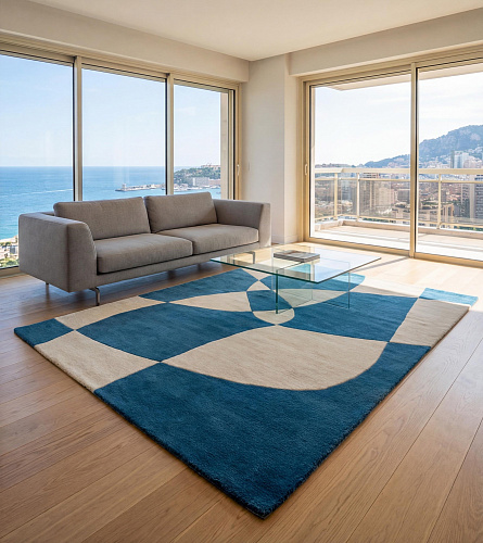 Rotating Forms Blue Artisan Rug