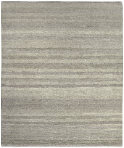 Grey Striped Hand-Knotted Rug