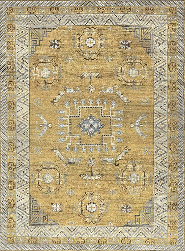 Khotan Hand Knotted Wool Yellow Rug