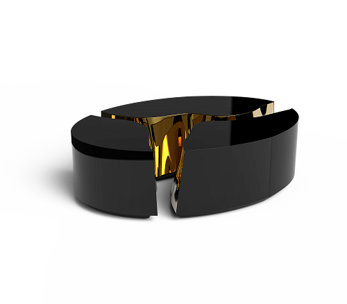 Fissure Oval Black Coffee Table