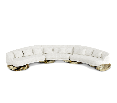 Angora White Curved Sofa
