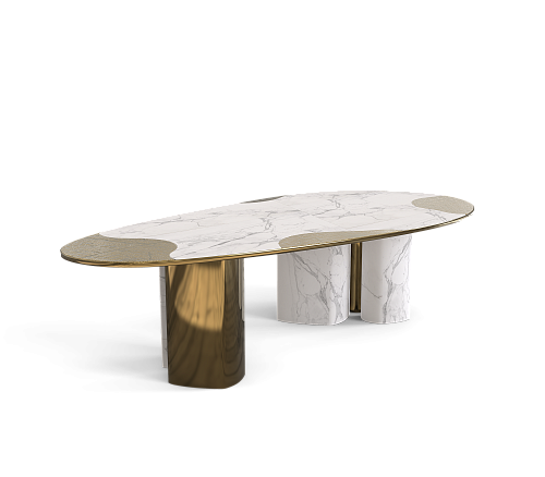 Athena Carrara Marble & Patina Dining Table