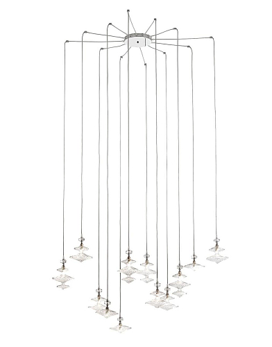 Contemporary Adjustable Chandelier with Glass Elements
