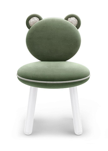Fluffy Bear Green Kids Chair