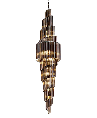 Brunito Round Chandelier with Smoky Chocolate Glass