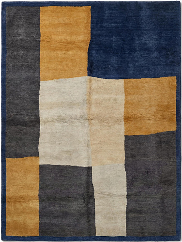 Golden Blocks Handcrafted Rug