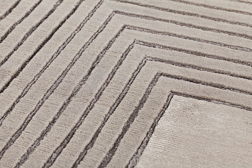 Hand-Knotted Beige Border Wool / Viscose Rug