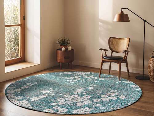 Lake Blue Round Rug