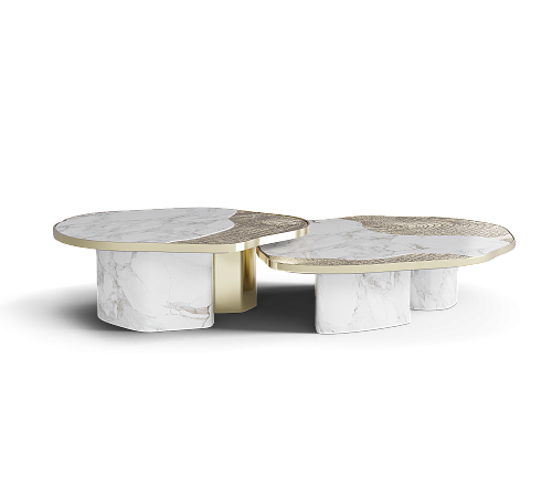 Athena Gold Marble & Gold Table Set