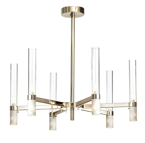 Carrara Marble Chandelier with Gold Finish