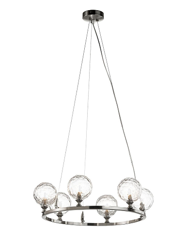 Nickel 6-Light Chandelier with Hand-Cut Crystal