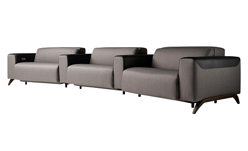 Atlanta Grey 3-Seater Curved Sofa