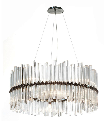 Circular Dark Nickel Trihedron Crystal Chandelier