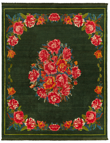 Traditional Handmade Green / Red Rug