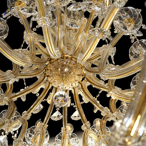 Mariateresa Gold Finish Chandelier with Crystal Pendants