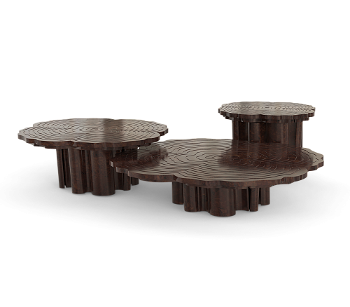 Fortuna Walnut 3-Piece Coffee Table Set