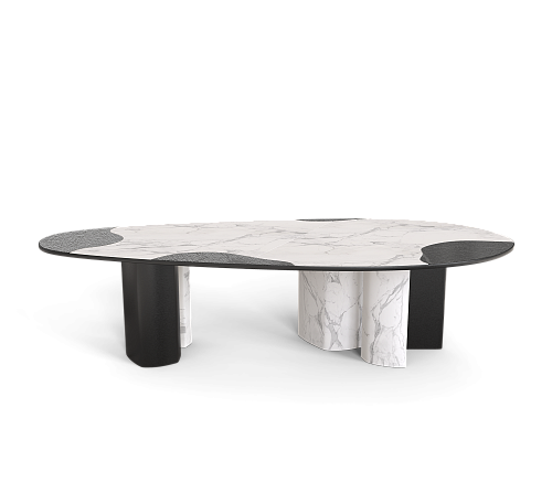 Athena Carrara Marble & Onyx Dining Table